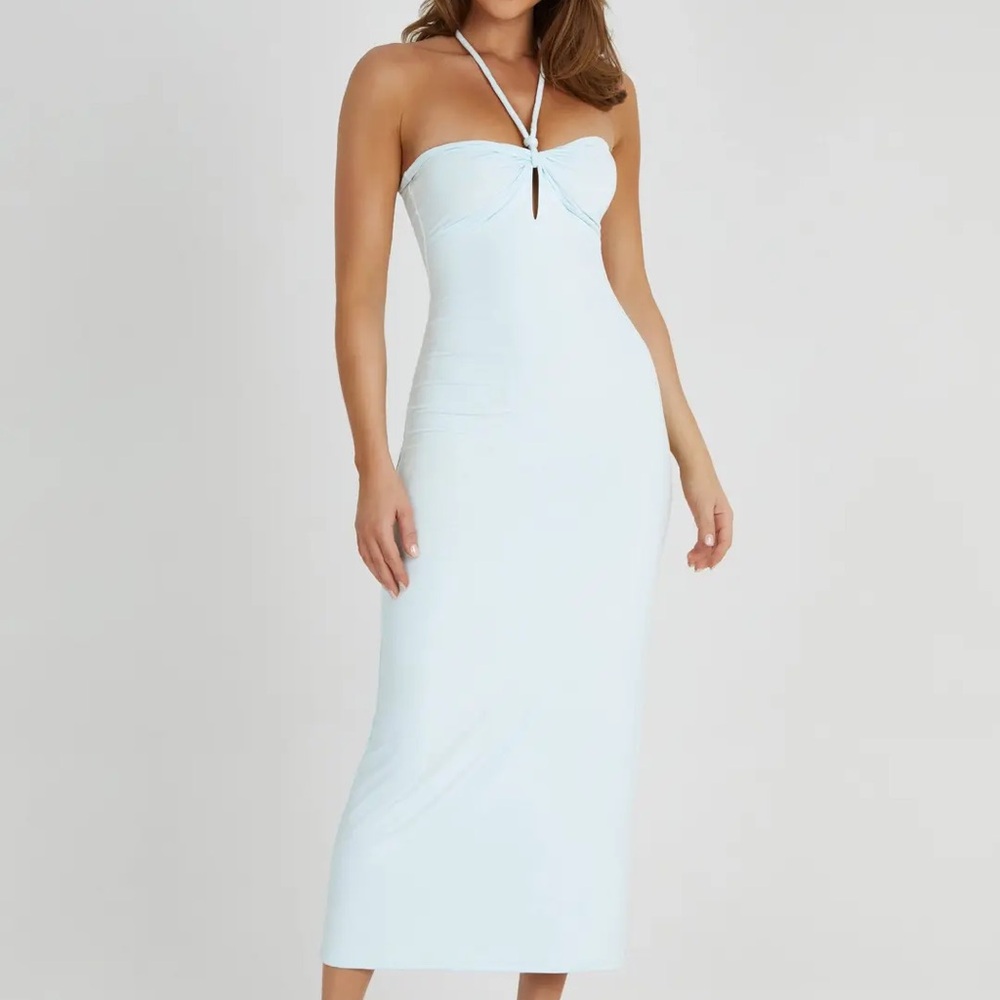 Meshki 
Krissy Midi Twist Halter Jersey Dress